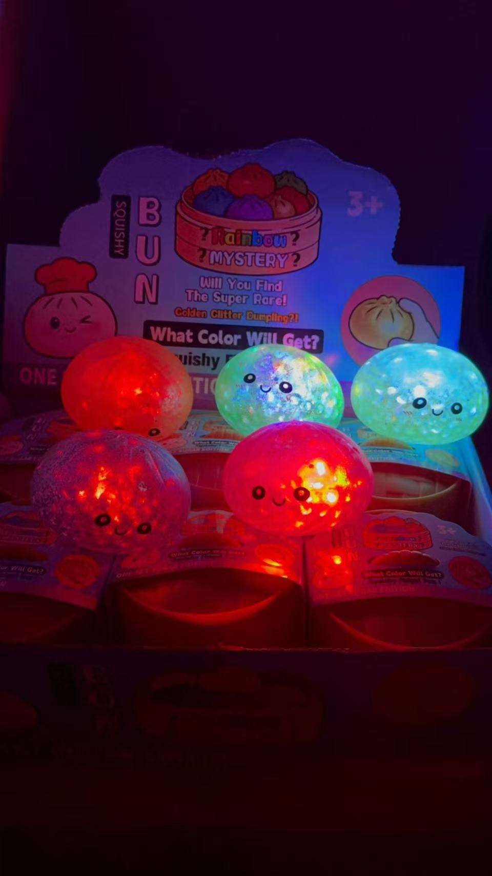 Squishy Dumpling Lumineux Couleur Mystere Jouet Anti Stress Sensoriel Souple