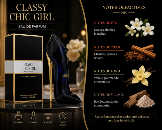 Classy Chic Girl Eau de Parfum Femme 100 ml – Fragrance World – Inspiré de Good Girl de Carolina Herrera